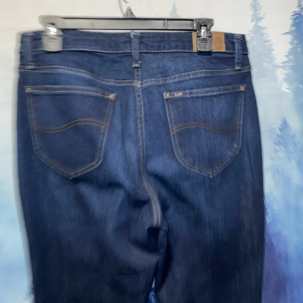 Lee Womens Regular Straight Leg Mid Rise Dark Wash Jeans Size 14M